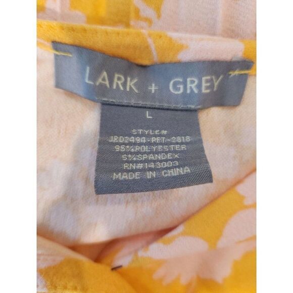 Lark Grey Orange Pink Short Sleeve Accordion Pleats Dress L Casual Surplice Midi - Picture 5 of 5